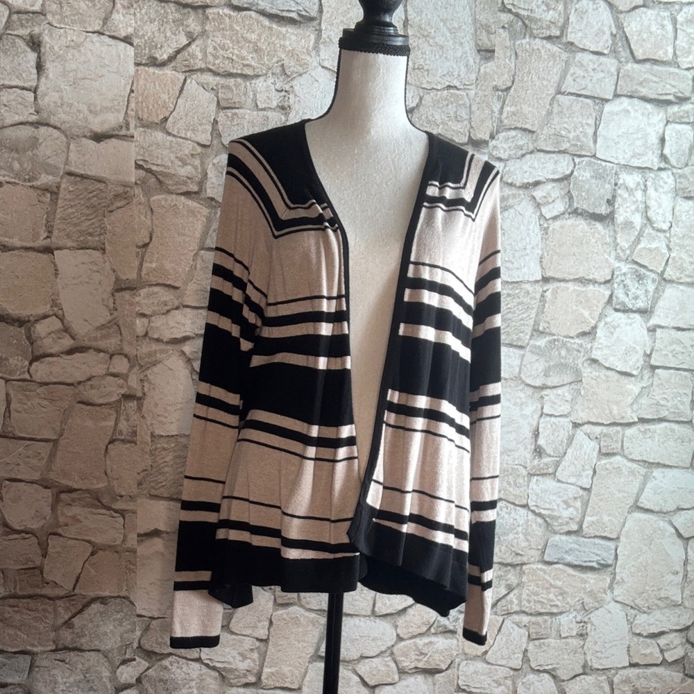 Express Black and Cream Striped Cardigan